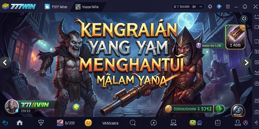 Screenshot dari gameplay 777WIN yang menampilkan suasana menyeramkan.