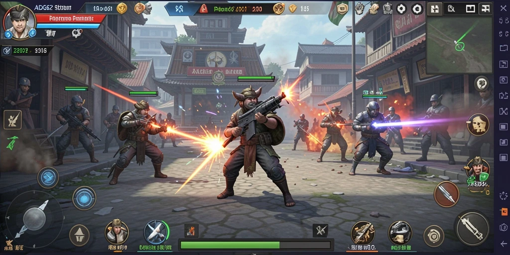 Screenshot gameplay ADG62 dengan visual pertempuran mendebarkan.