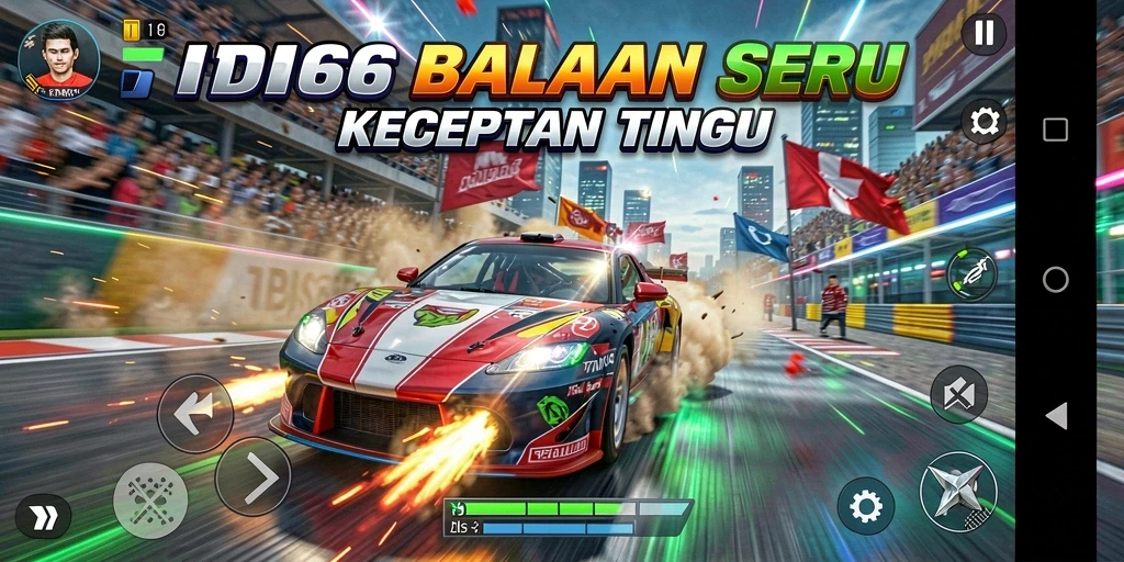 Tampilan gameplay balapan menegangkan di ID66 dengan grafis yang ciamik.