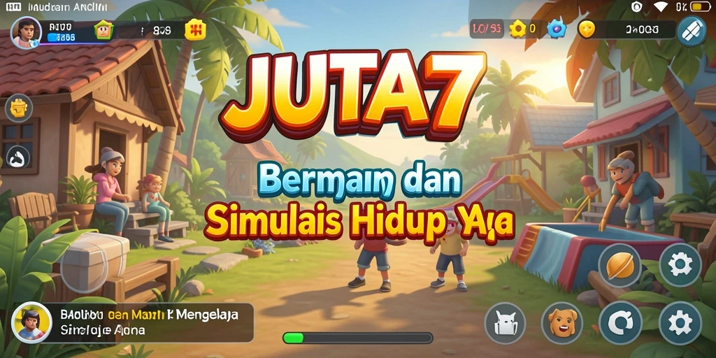 Screenshot utama JUTA7 menampilkan gameplay simulasi yang menarik dan interaktif.