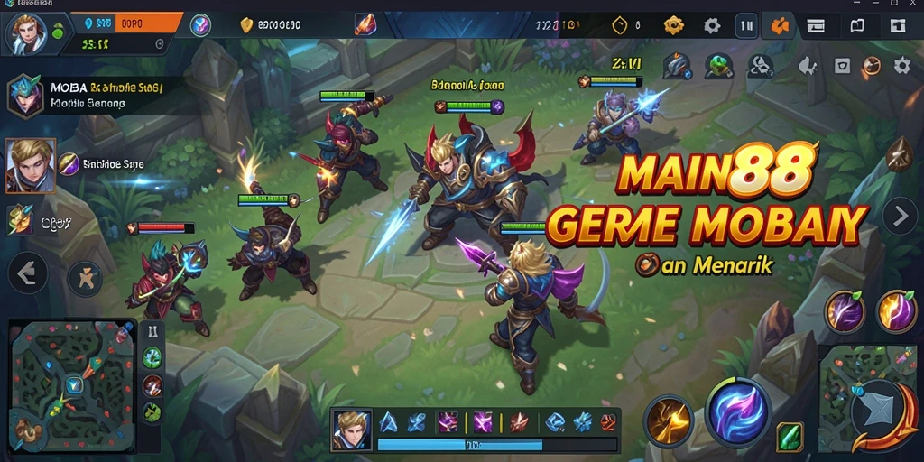Screenshot utama MAIN88 menampilkan aksi seru dalam permainan MOBA.