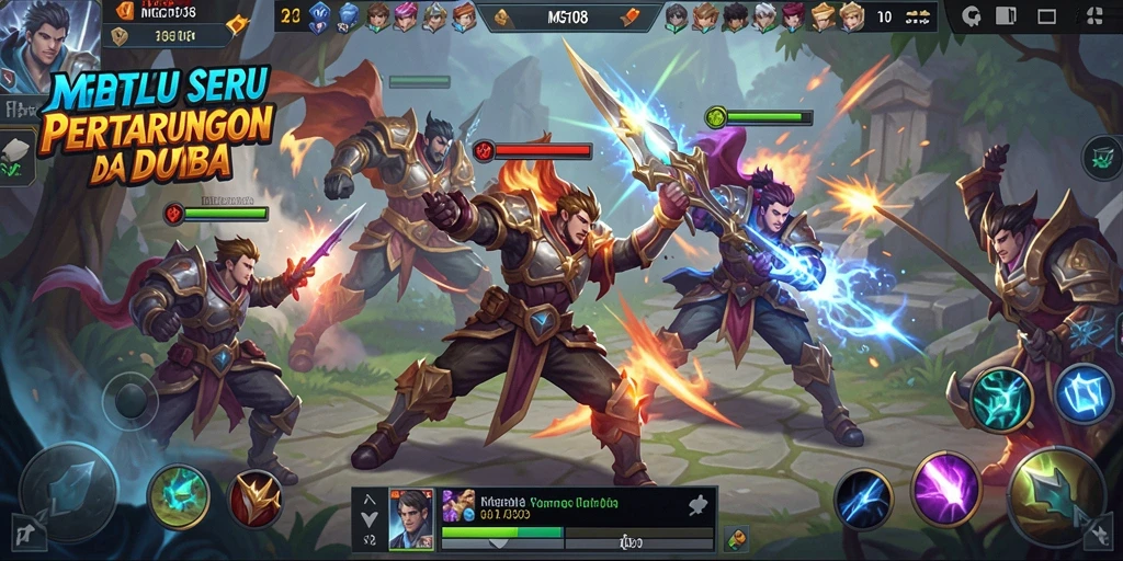 Tangkapan layar <strong>MG108</strong> menampilkan pertarungan epik dalam arena MOBA.