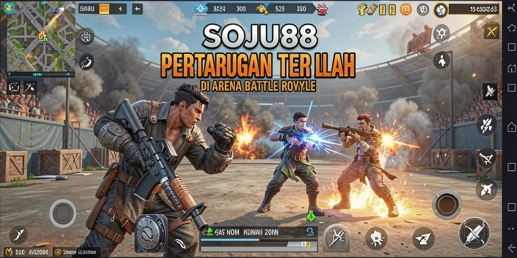 Screenshot SOJU88 yang menunjukkan aksi seru dalam permainan Battle Royale.